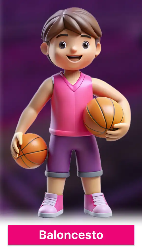 Niño con balón de baloncesto en uniforme rosa