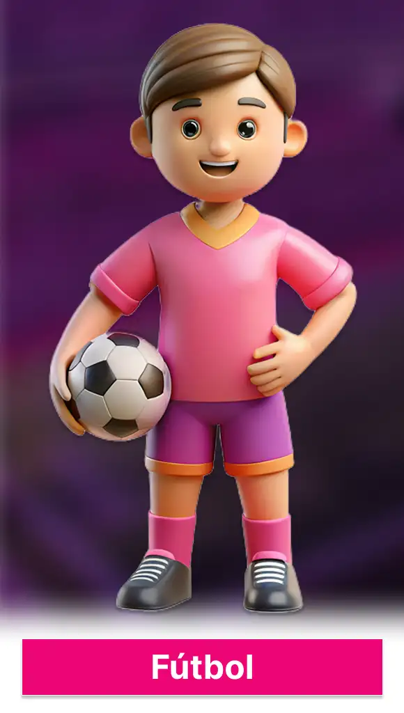Niño con balón de fútbol y camiseta rosa